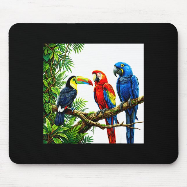 Parrots tropical birds hawaii beach party summer mouse pad (Front)