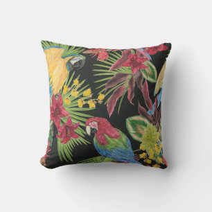Parrots, tropical, watercolor, seamless pattern. cushion