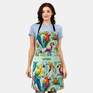 Parrots Watercolor Custom Pattern Apron