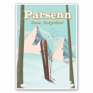 Parsenn Switzerland ski travel poster.