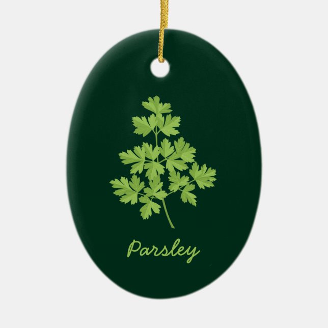 Parsley Ceramic Ornament (Front)