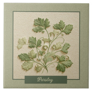 Parsley Herb Kitchen Green Faux Relief Ceramic Tile