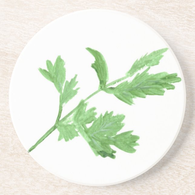 Parsley herb watercolour coaster (Front)