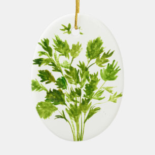 Parsley herbs Watercolor nature kitchen green Ceramic Ornament