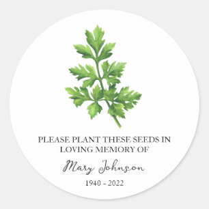 Parsley Memorial Funeral Seed Packet Classic Round Sticker