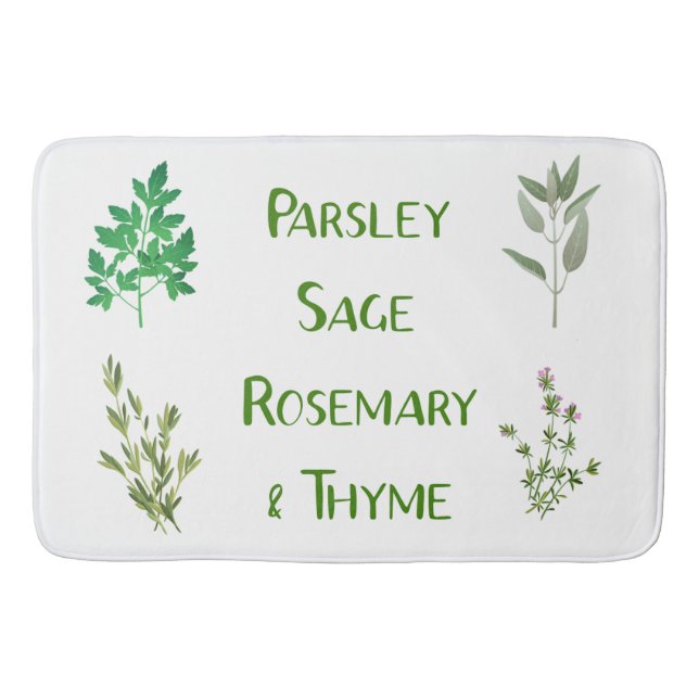 Parsley Sage Rosemary Thyme Herbal Design Bath Mat (Front)