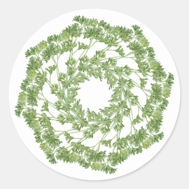 PARSLEY WREATH Large Round Stickers (Front)