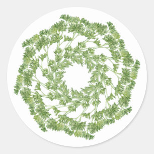 PARSLEY WREATH Small Round Stickers