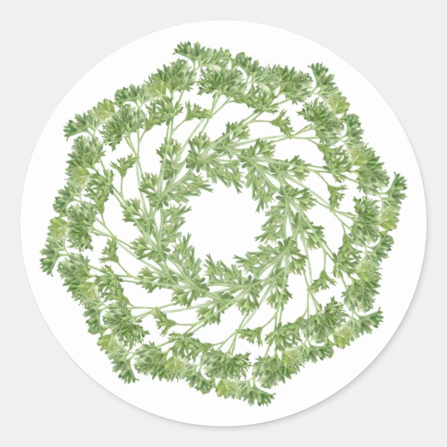 PARSLEY WREATH Small Round Stickers (Front)