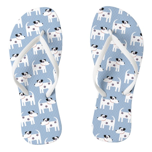 Parson Jack Russell Terrier Dog Blue Thongs (Footbed)