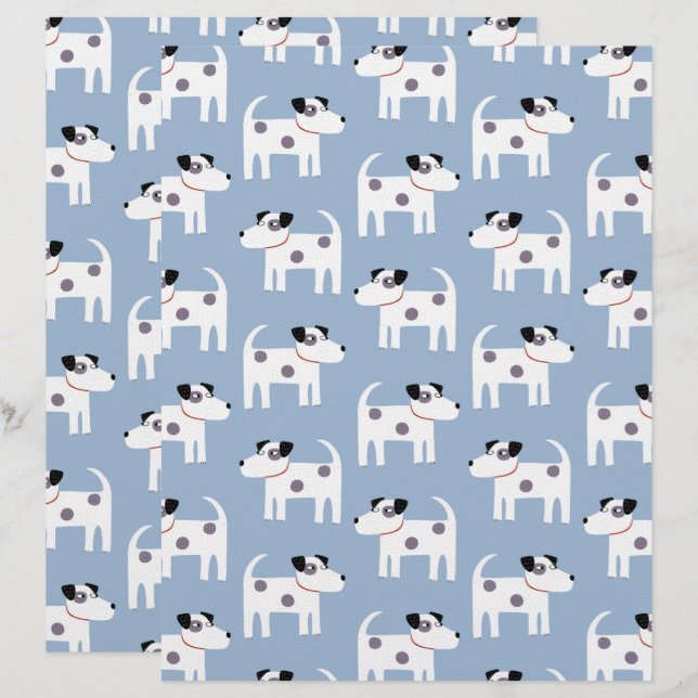 Parson Jack Russell Terrier Dog Pattern Blue (Front/Back)