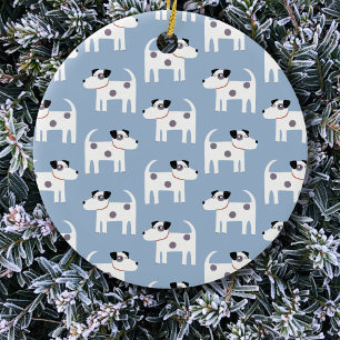 Parson Jack Russell Terrier Dog Pattern Blue Ceramic Ornament