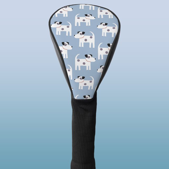 Parson Jack Russell Terrier Dog Pattern Blue Golf Head Cover (Jack Russell Parson Terrier dog pattern golf head cover for animal lovers)