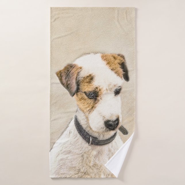 Parson Jack Russell Terrier Painting - Dog Art Bath Towel Set (Bath Towel)