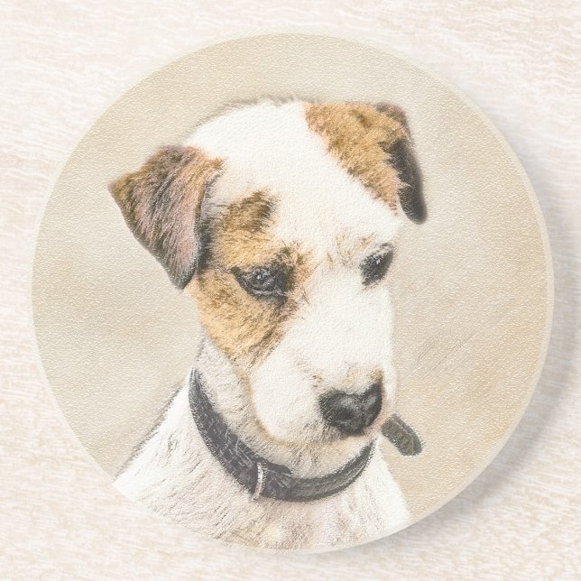Parson Jack Russell Terrier Painting - Dog Art Coaster (Front)