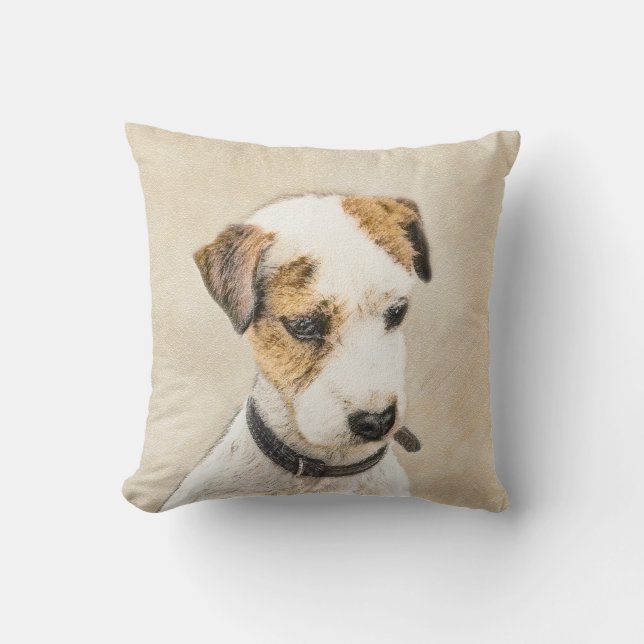 Parson Jack Russell Terrier Painting - Dog Art Cushion (Front)