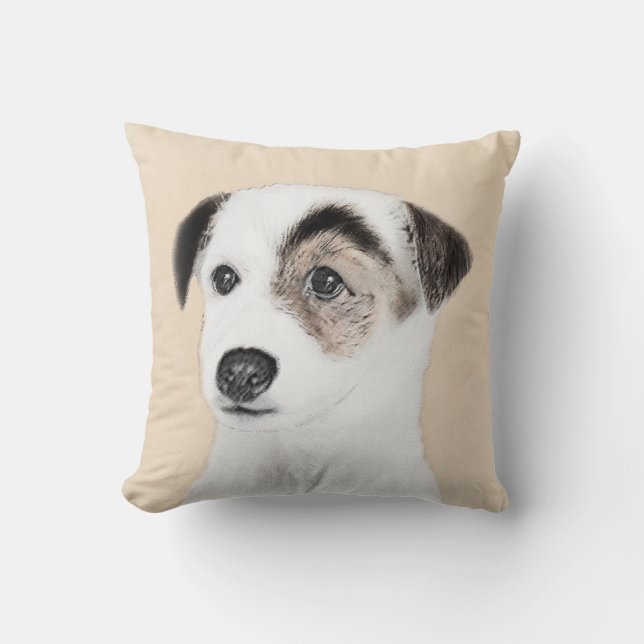Parson Jack Russell Terrier Painting - Dog Art Cushion (Front)