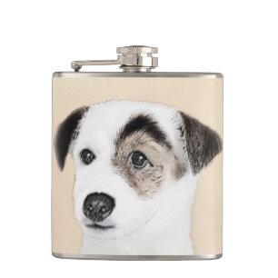 Parson Jack Russell Terrier Painting - Dog Art Hip Flask