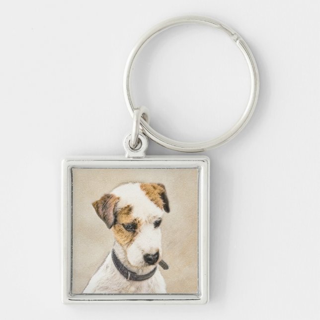Parson Jack Russell Terrier Painting - Dog Art Key Ring (Front)