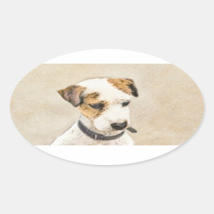 Parson Jack Russell Terrier Painting - Dog Art Oval Sticker