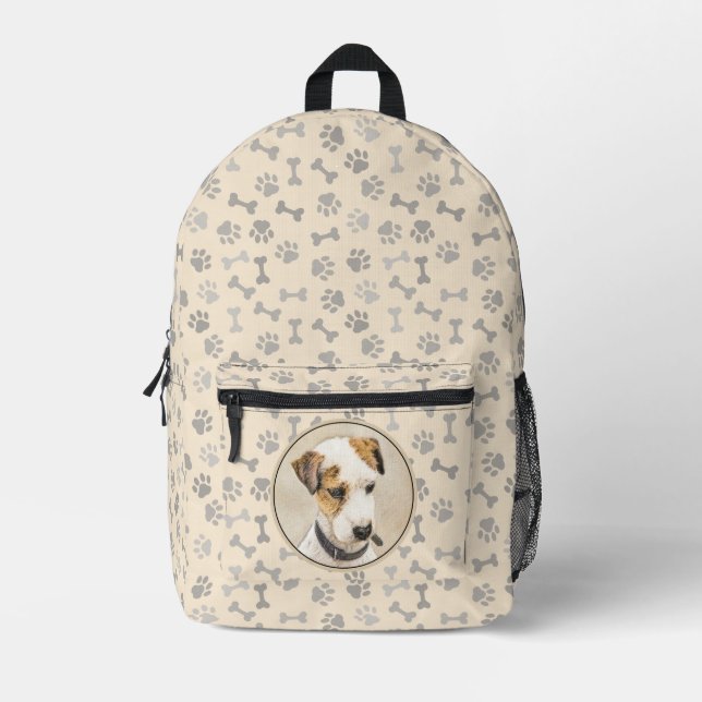 Parson Jack Russell Terrier Painting - Dog Art Printed Backpack (Front)