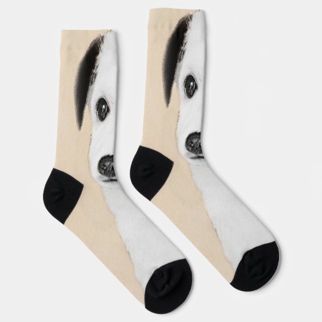 Parson Jack Russell Terrier Painting - Dog Art Socks (Right)
