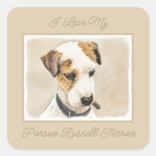Parson Jack Russell Terrier Painting - Dog Art Squ Square Sticker