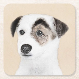 Parson Jack Russell Terrier Painting - Dog Art Square Paper Coaster