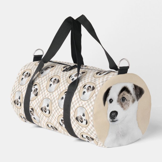 Parson Jack Russell Terrier Painting Pet Dog Art Duffle Bag (Left Corner)