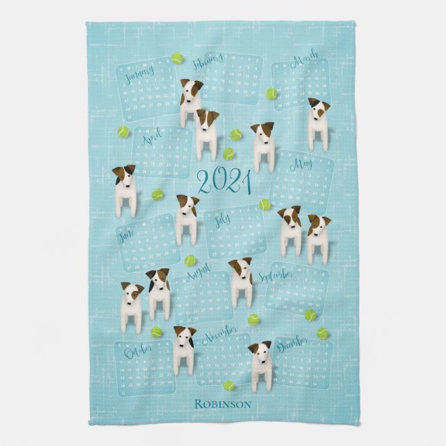 Parson Jack Russell Terriers 2021 calendar Tea Towel (Vertical)