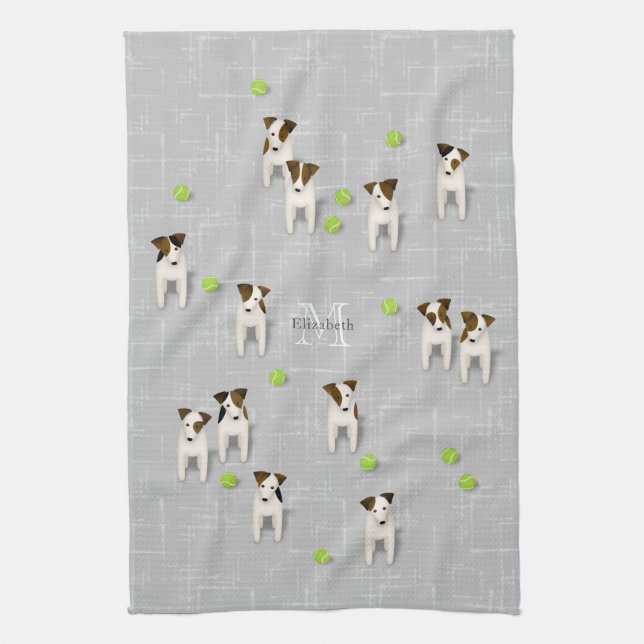 Parson Jack Russell Terriers grey or ANY colour Tea Towel (Vertical)