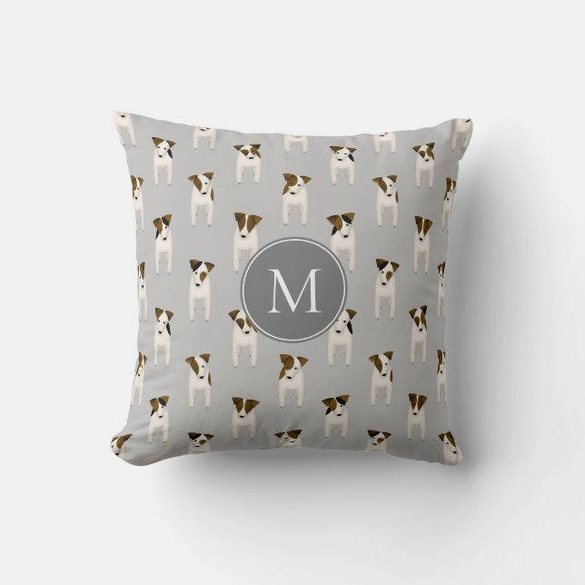 Parson Jack Russell Terriers pattern grey Cushion (Front)