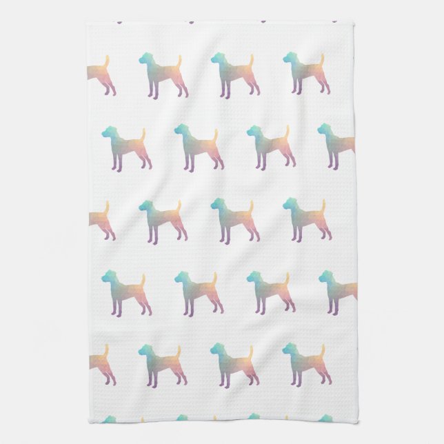 Parson Russell Terrier Dog Breed Geo Pastel Tea Towel (Vertical)