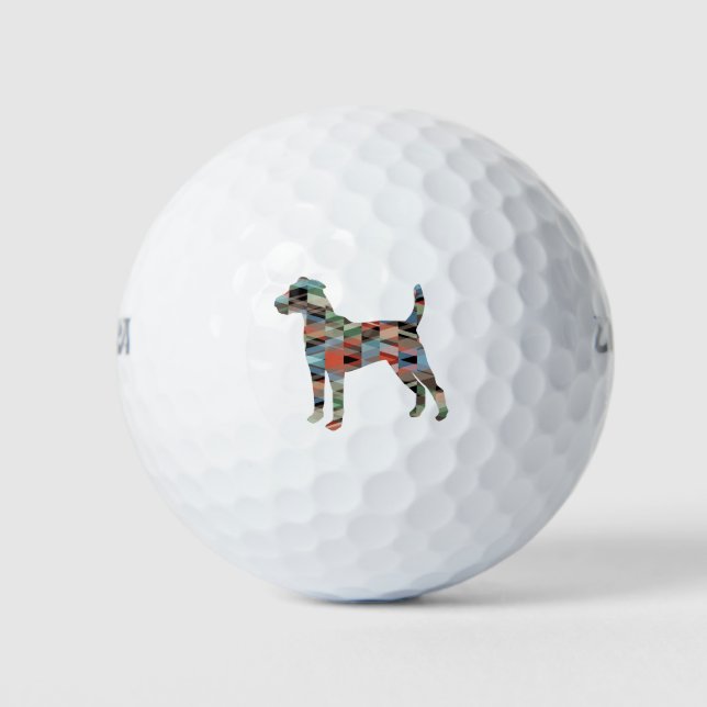 Parson Russell Terrier Dog Breed Geo Plaid Golf Balls (Front)