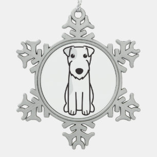 Parson Russell Terrier Dog Cartoon Snowflake Pewter Christmas Ornament