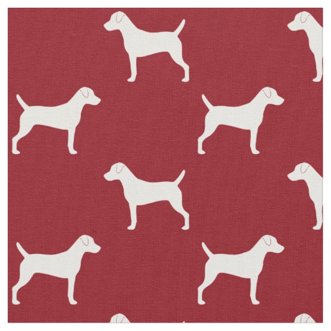 Parson Russell Terrier Dog Silhouettes Patterned Fabric (Close Up)