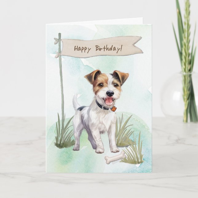 Parson Russell Terrier Dog Under Birthday Sign Card (Front)
