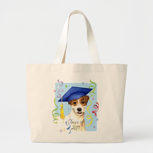 Parson Russell Terrier Graduate Large Tote Bag (Front)