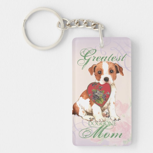 Parson Russell Terrier Heart Mum Key Ring (Front)