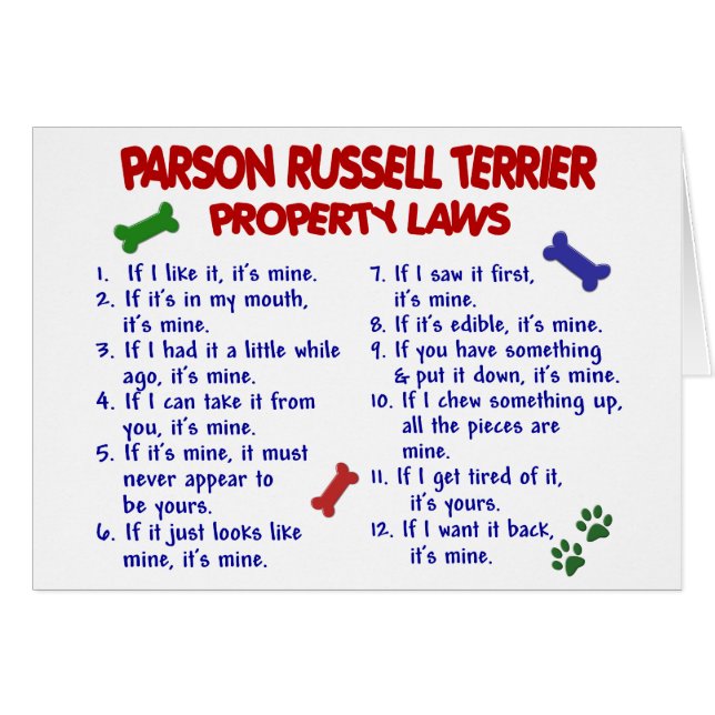 PARSON RUSSELL TERRIER Property Laws 2 (Front Horizontal)