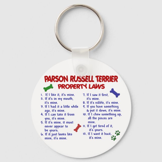 PARSON RUSSELL TERRIER Property Laws 2 Key Ring (Front)