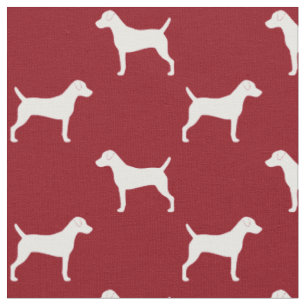 Parson Russell Terrier Silhouettes Pattern Red Fabric