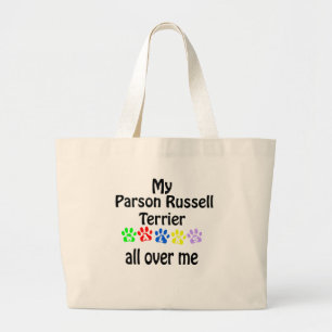 Parson Russell Terrier Walks Design Large Tote Bag