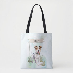 Parson Russell Terrier Watercolor Personalised Dog Tote Bag