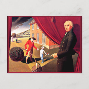 Parson Weem's Fable, fine art by Grant Wood Postcard