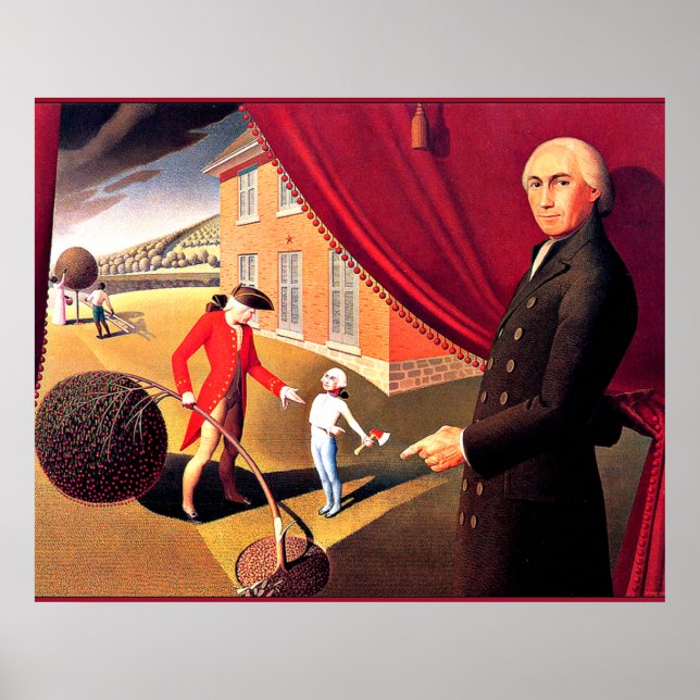 Parson Weem's Fable, fine art by Grant Wood, Poster (Front)