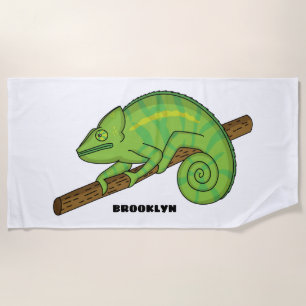 Parson's chameleon illustration beach towel