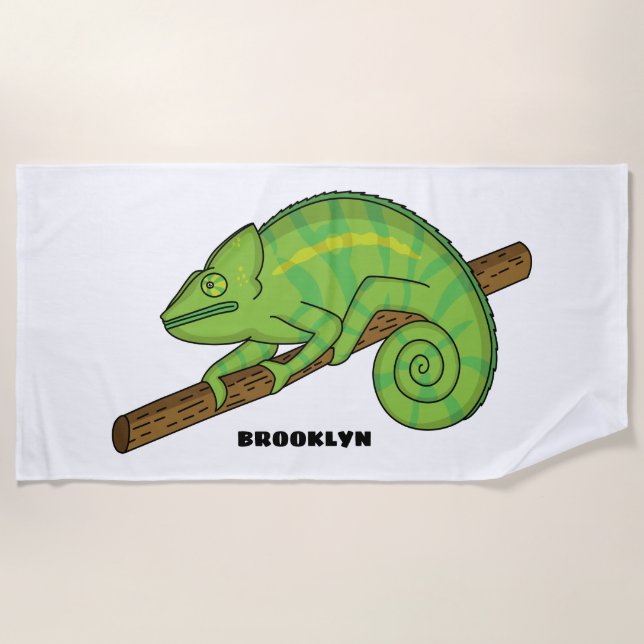 Parson's chameleon illustration  beach towel (Front)