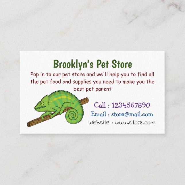 Parson's chameleon illustration business card (Front)