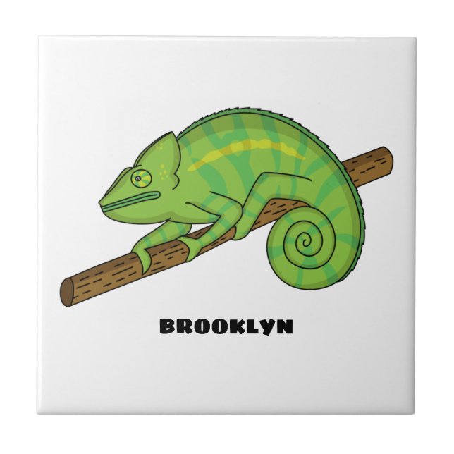 Parson's chameleon illustration ceramic tile (Front)